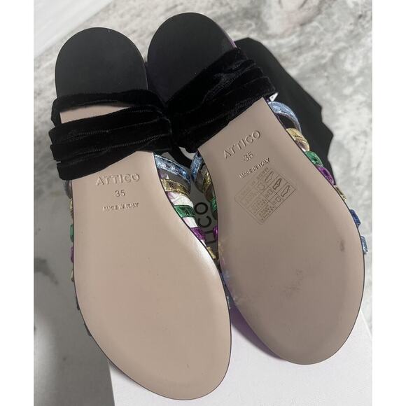 New Attico Rainbow Metallic Strappy Flat Slide on Sandals Size 35 - Picture 12 of 14